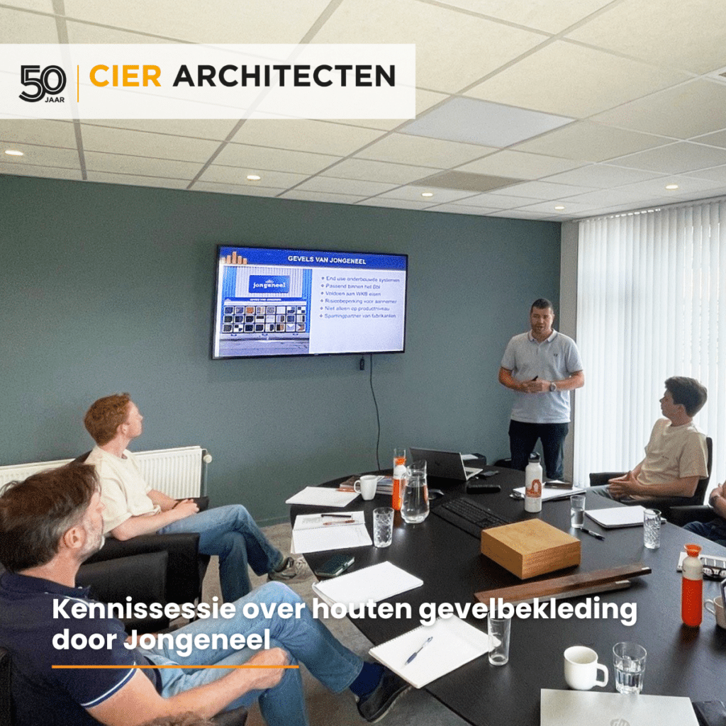 CIER Architecten tijdens inspiratiesessie over houten gevels met Jongeneel Breda, met focus op brandveiligheid, afwerking en esthetiek