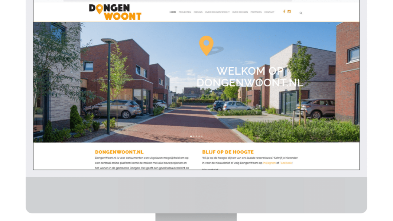 Homepage van DongenWoont.nl met informatie over nieuwbouwprojecten in Dongen, hét startpunt voor woningzoekers