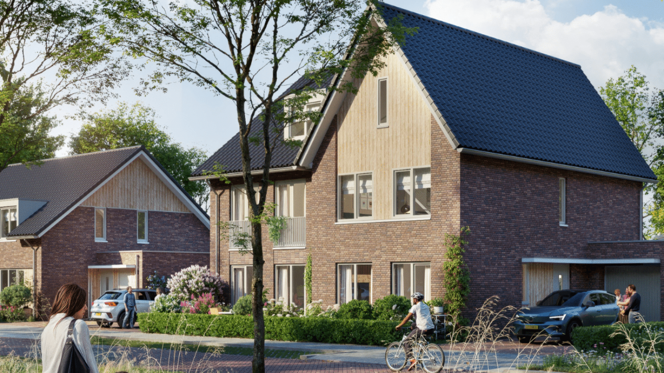 Impressie van nieuwbouwproject Lobelia in De Moer: duurzame woningen met dorpse uitstraling en uitzicht op landgoed Huis ter Heide