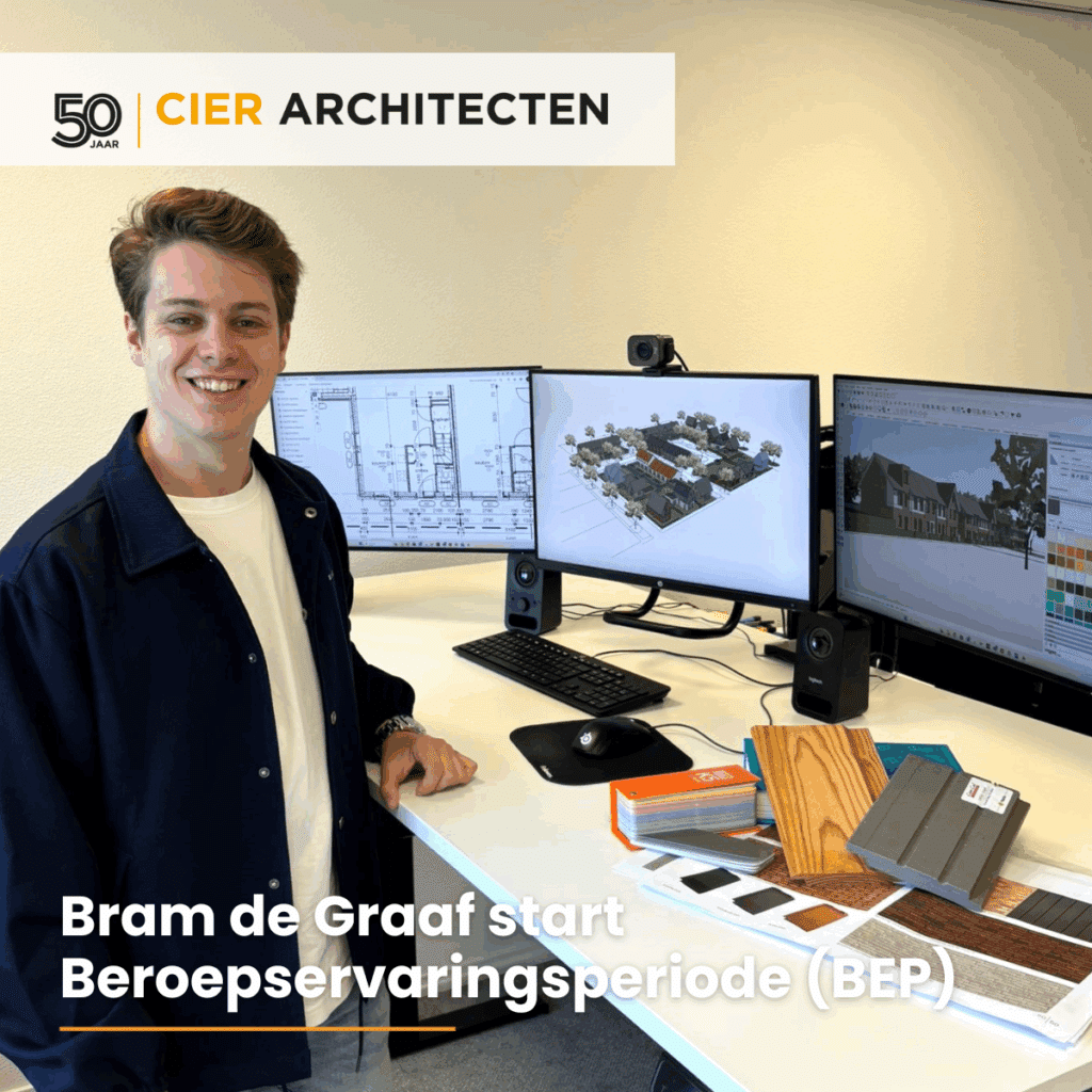 Bram de Graaf start zijn Beroepservaringsperiode BEP bij CIER ARCHITECTEN.