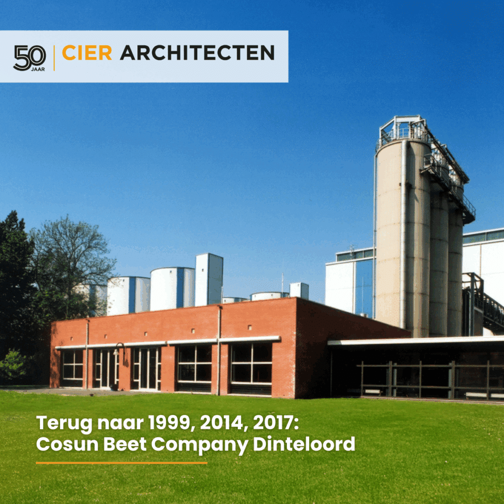 CIER Architecten Dinteloord bij Cosun Beet Company: nieuw kantoor, gerestaureerde directievilla en IRS-lab onder viaduct.