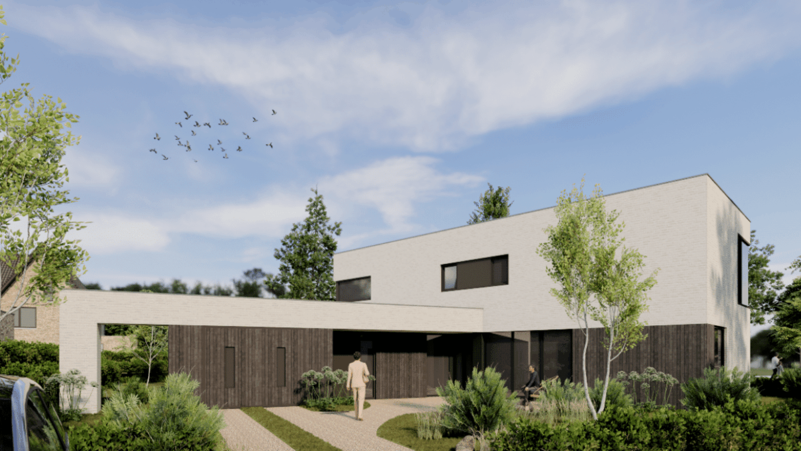 Bosparkwoningen Den Bogerd Udenhout in groene wijk met ruime kavels en moderne architectuur.