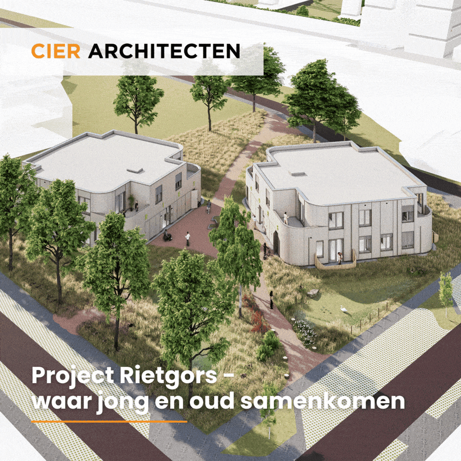 Project Rietgors – sociale huurappartementen met groene gezamenlijke tuin, ontworpen door CIER Architecten voor Thuisvester