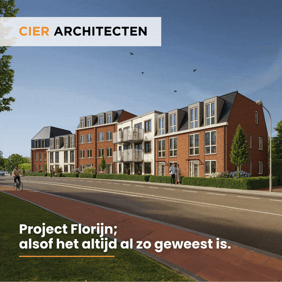 Project Florijn Weesp met klassiek Hollandse gevels in baksteen en keimwerk langs het water van het Buitenveer.
