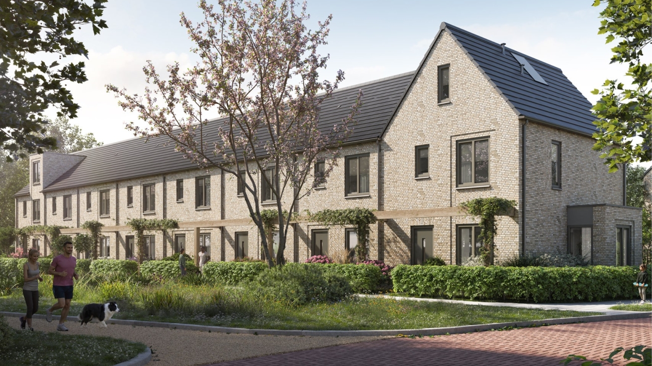 Heiveldhoef Breda: een groen hofje met 15 nieuwbouwwoningen, pergola's en een parkachtige woonomgeving.